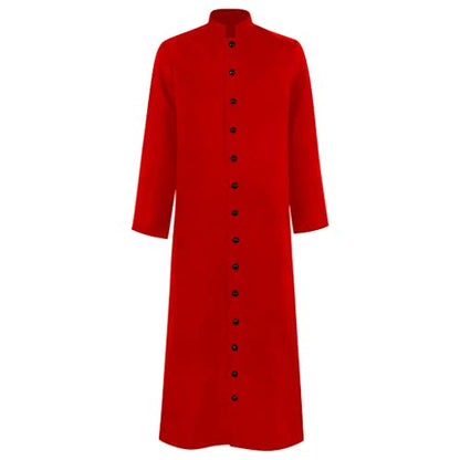 Men's Cassock Robe Church Robe Choir Minister Clergy Pulpit Liturgical 5 colors - color: Red, size: Small