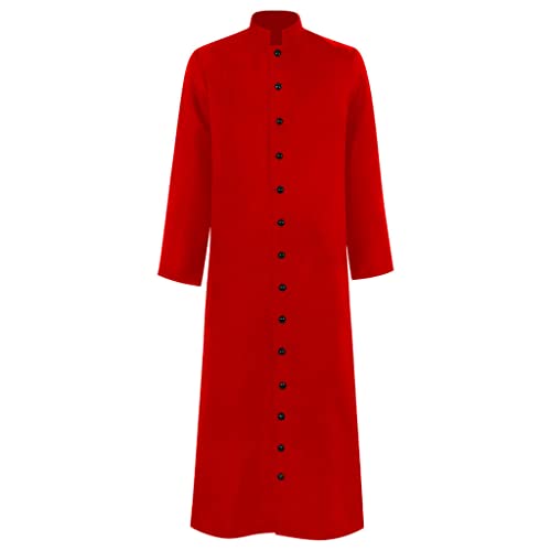 Men's Cassock Robe Church Robe Choir Minister Clergy Pulpit Liturgical 5 colors - color: Red, size: Medium