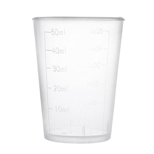 uxcell Measuring Cup 50ml Plastic Graduated Beaker Transparent with Lid for Lab Kitchen liquids 12pcs