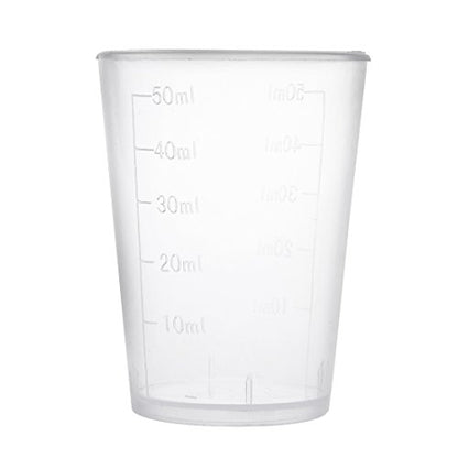 uxcell Measuring Cup 50ml Plastic Graduated Beaker Transparent with Lid for Lab Kitchen liquids 12pcs
