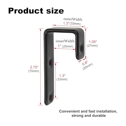 4 Pack Bunk Bed Ladder Hooks, Inside Width 1" Black PVC Coated Metal Bunk Bed Replacement Hardware Brackets, J Heavy Duty RV Ladder Tool with 2 Size Mounting Screws - color: Black, size: 4 Pack