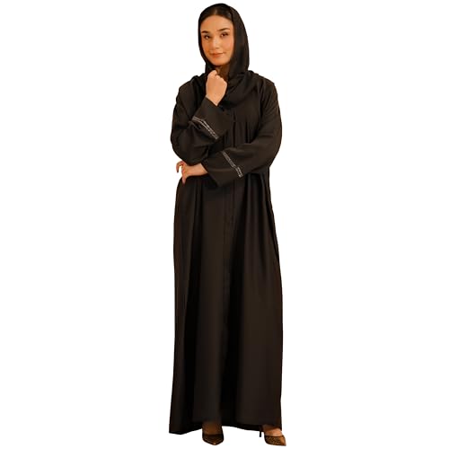 Abaya Dress for Women, Fully Button Up Muslim Abaya in Premium Nida Fabric – Long Sleeve Modest Islamic Maxi Dress - color: Brown, size: XX-Large