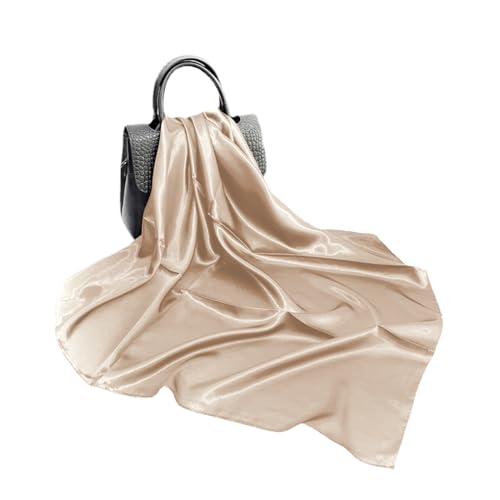 Elegant Satin Jersey Muslim Hijab Scarf Square Soft Head Wrap Scarves Shawl for Women Girls - color: Light Khaki(90*90cm)