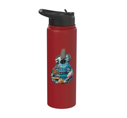 Ukulele Water Stainless Steel Insulated Water Bottle - color: Red