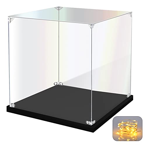 KOLIPI Acrylic Display Case for Collectibles, Clear Display Box 12x12x12 in | Plexiglass Box for Lego Figures Dolls Models, Dustproof Protection, Stable and Stackable, Assembly Required - size: 12x12x12 inches