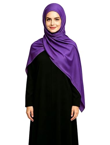 Lina & Lily Non-see-through Premium Jersey Maxi Hijab Head Scarf Wrap for Muslim Women - color: Dark Purple