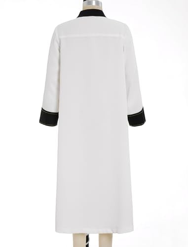 FYMNSI Kids Boys Thobe Muslim Prayer Clothes Saudi Dubai Robe Kaftan with Pockets Dishdasha Islamic Eid Ramadan Outfits 5-10T - color: White, Black, size: 5-6 Years