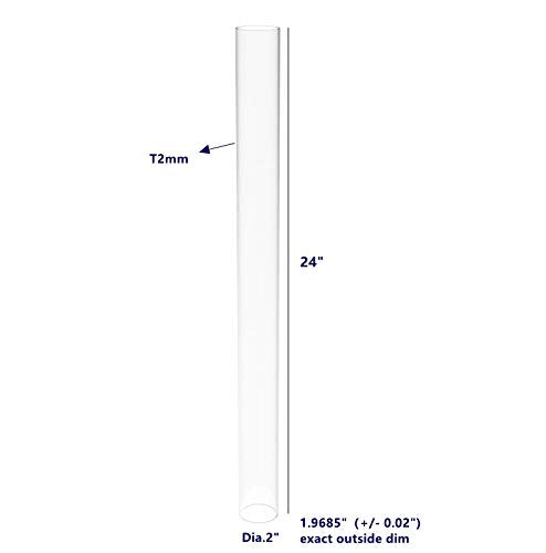 FixtureDisplays® Clear Acrylic Tube 2" (Nominal) Diameter (1.9685" Exact Outside dim) x 24" Long, 5/64" (2mm) Wall Open Ended 15137-24"-1PK-NPF - size: 2" Dia X 24" 1PK