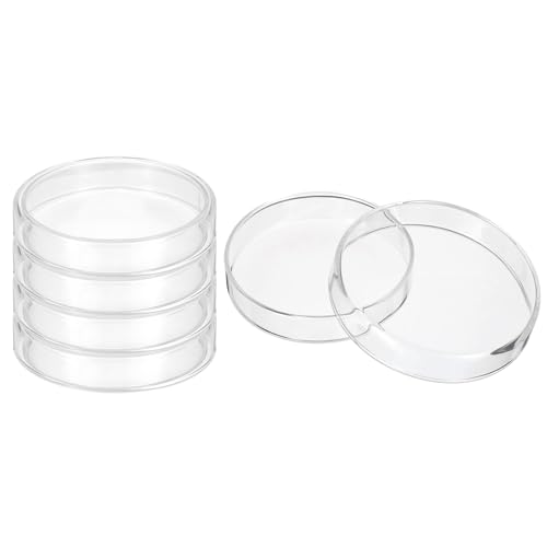 PATIKIL 100mm High Borosilicate Glass Petri Dishes with Lids, 5 Pcs Petri Plates for Lab Science Experiment, Clear - size: 100mm