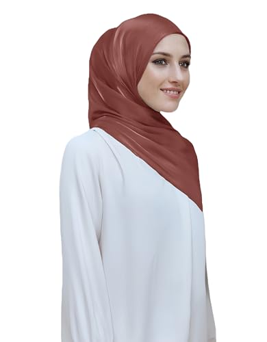 Lina & Lily Sheen Shimmer Women's Crepe Scarf Shawl Wrap Head Hijab Lightweight - color: Brick Red