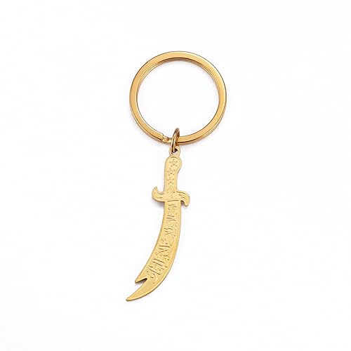 VASSAGO Stainless Steel Sword Keychain Imam Ali Sword Keychain for Men - color: Gold