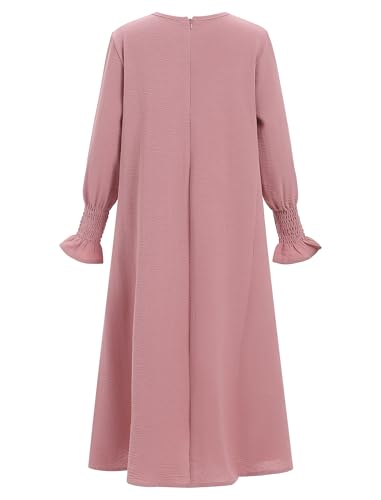 IWEMEK Kids Muslim Dress for Girls Islamic Prayer Abaya Dress with Hijab Jibab 2 Piece Eid Ramadan Dubai Outfits Kaftan Robe - color: Pink, size: 3-4T