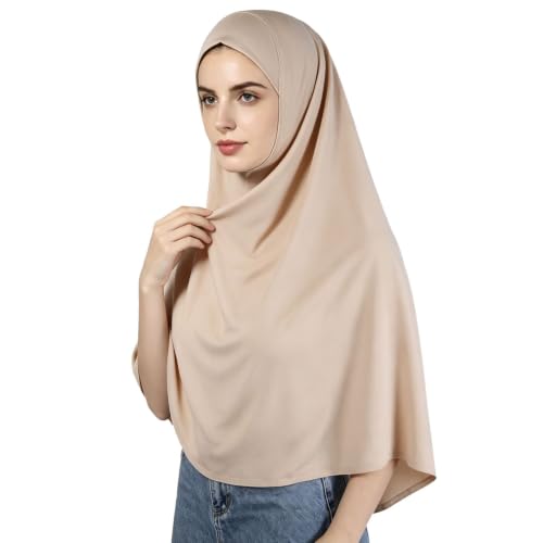 Ready To Wear Hijab For Women Instant Turban Stretch Soft Muslim Scarf For Prayer Long Hijabs Islamic Jersey Abaya - color: Khaki
