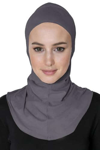 Lina & Lily Modal Jersey Full Coverage Ninja Hijab Undercap with Neck Cover for Muslim Women - color: Dark Gray