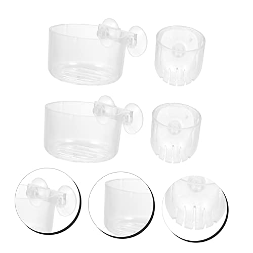 ERINGOGO 4pcs Acrylic Fish Feeding Cup Set Shrimp Feeder for Aquarium Feeding Tool for Red and Line