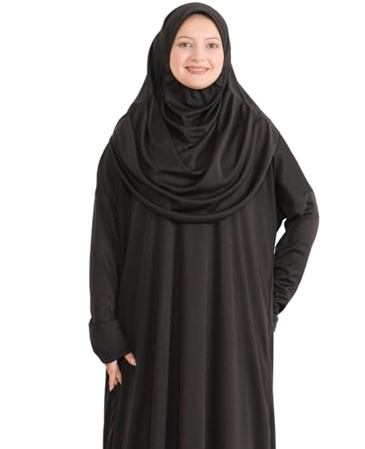 Prien Muslim Dress For Women With Hijab, Abaya, Instant Prayer Clothes Set, Islamic Wear, Dubai Kaftan Jilbab Burqa - color: Brown, size: 3X-Large-6X-Large