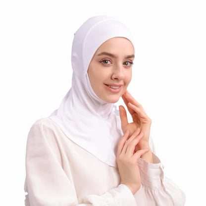Modal Jersey Muslim Amira Instant Hijab Scarf for Women Jersey Hijab Undercaps - color: White