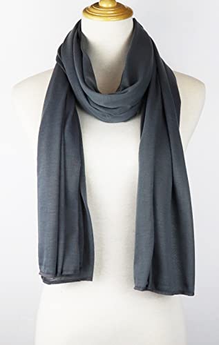 vabovin Head Wraps for Black Women Stretch Jersey Knit Turban Headwrap Solid Color Headscarf Headband Shawl - color: 01- Gray