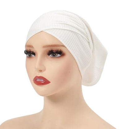 PURFUN 3 Pcs Muslim Inner Hijab Caps Women Solid Color Under Hijab Caps Stretchy Breathable Full Cover Undercap Tube Bonnet - color: Black+white+brown