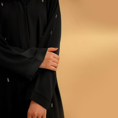 Elegant Modern Abaya 여성용 - 경량, 하늘거리는 느낌, 부드럽고 모든 상황에 적합 - color: 엠벨 블랙, size: XXL