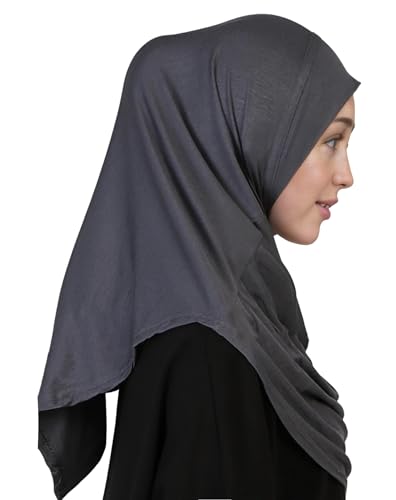 Lina & Lily Modal Jersey Muslim Amira Instant Hijab Scarf One Piece Ready-To-Wear - color: Dark Gray