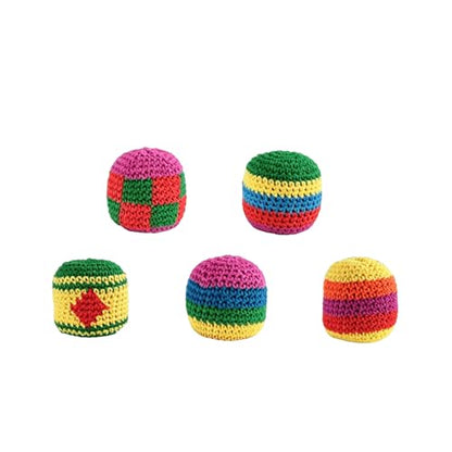 2/5/10 PCS Handmade Crochet Footbag Set for Adults – Assorted Kick & Toss Bags, Juggling Balls for Beginners, Outdoor & Party Fun - size: 5PCS