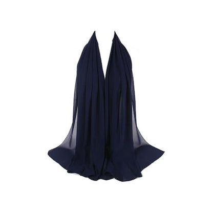 Premium Chiffon Hijab Head Scarf Shawl Wrap for Muslim Women Lightweight - color: Navy Blue