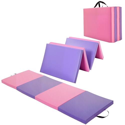 Gymnastics Mat, 6x2/3Ft 2-Inch Thick 4-Fold Exercise Floor Mat for Home Gym, Portable Yoga Mat for Pilates, Aerobics, Martial Arts & Training