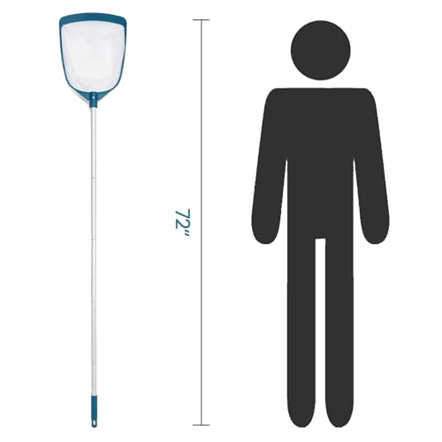 5 Foot Ultra Fine Mesh Pool Spa Leaf Skimmer Rake Net with Adjustable Pole | 3/4" Diameter Aluminum Pole, Nylon Medium Bag, Scoop Tiny Particles for Cleaning Swimming Pools, Hot Tubs, Spas & Fountains - size: Pool Skimmer with Pole