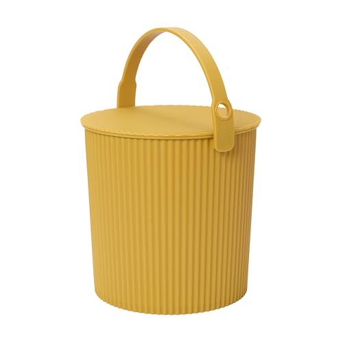 Hachiman Large Bucket, 2.6 Gallon Heavy Duty Bucket with Lid & Handle | Hands-Free Filling, Easy to Stack and Store, Indoor Outdoor Use - color: Mustard, size: Large