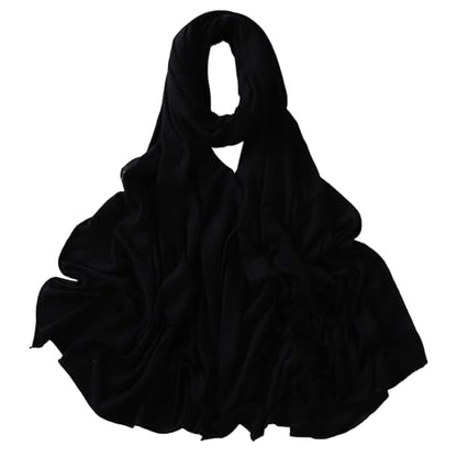 Jersey Hijab for Women, Soft Breathable Modal Hijab, 67x28 Inch Long Black Hijab, Fashion Muslim Hijab Scarf for Women Black Hijab Hijab Scarf Jersey Hijab for Women - color: Black