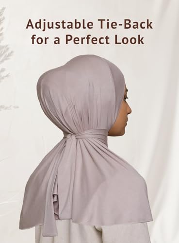 Slip-on Instant Premium Jersey Hijab with Undercap - Buttery Soft, Lightweight Hijab with Innovative Tie-Back Design - color: Mink