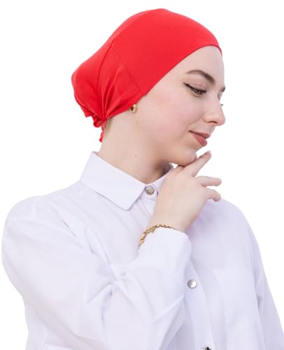 Prien Soft Undercap Hijab for Women, Cotton Islamic Bonnet, Muslim Head Scarf Inner Cap for Prayer Wear, Turban Hat Ramadan - color: Brink Pink