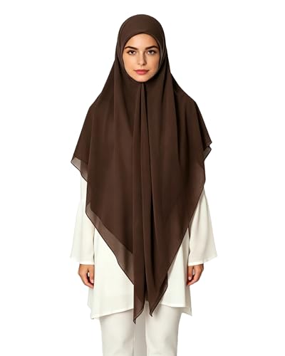 Lina & Lily Premium Chiffon Hijab Head Scarf Shawl Wrap for Muslim Women Square 58'' x 58'' - color: Dark Brown