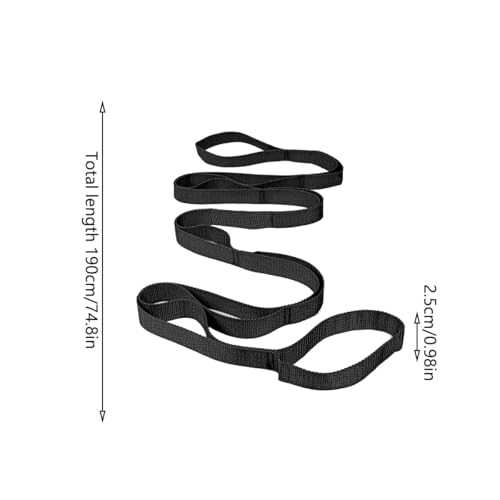 Stretching Strap with Exercise Book,Yoga Accessory, Fitness Strap for Body Stretching, Home Equipment - color: black