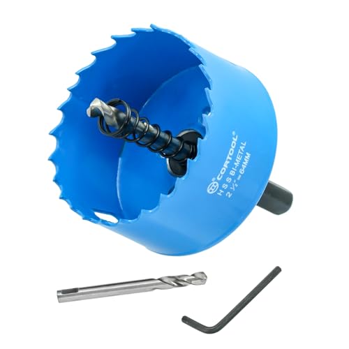 2-1/2 Inch Bi-Metal Hole Saw With Arbor for Metal and Wood Cutting - Hole Cutter Kit for Drywall, PVC Boards, Fiberglass and Vent Pipes - style: 2-1/2"（64mm）