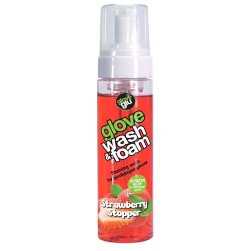 gloveglu Goalkeeper Gloves Wash & Foam | Specialized Foaming Wash Solution with DirTECH Latex Cleaning Formula | Deep Cleans Dirt & Sweat While Maintaining Grip and Glove Performance | 200ml - color: Strawberry Stropper