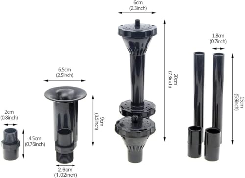 RUIAN Fountain Pond Nozzles, Solar Fountain Water Feature Pond Pump Accessories Fountain Nozzles Replacement Parts Set for Garden/Fish Tank (2 Layers) - color: BlackA