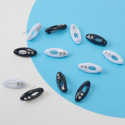 Hijab Pins for Women - 12Pcs Black & White Plastic Pins for Scarves, Hijabs, Shawls - Durable and Easy to Use Hijab Clips - color: Black&White