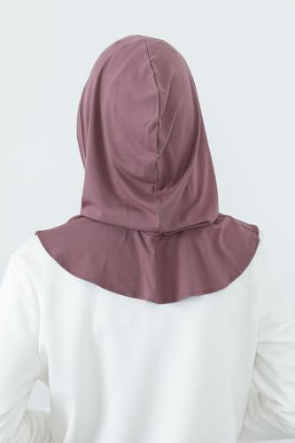 Aisha's Design Full Coverage Cotton Bonnet Hijab with Visor Modest Underscarf Bonnet - color: Dusty Rose