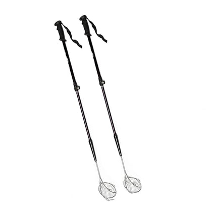 VOS Sand Sifter 2-Pack | Adjustable Handle 21"–33" | Stainless Steel Beach Scoop for Seashells, Shark Teeth & Sea Glass | Lightweight Aluminium, Rust-Resistant – Black - color: Black