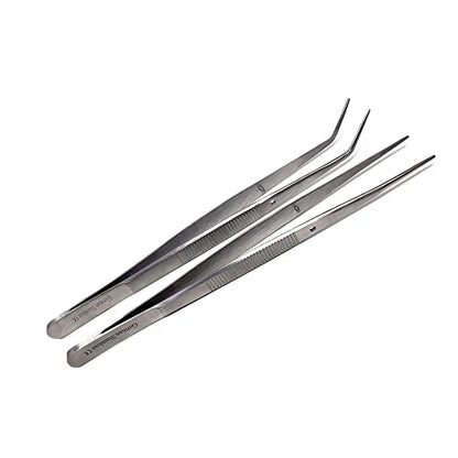 Reptile Feeding Tongs Straight Aquarium Tweezers Anti-Rust Thickened Stainless Steel Forceps, for Terrarium, Fish Tank, Snakes/Lizards/Gecko, Planting By HTI (6" - Set of 2) - size: 6" - Set of 2