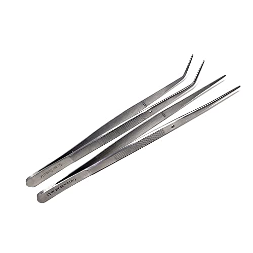 Reptile Feeding Tongs Straight Aquarium Tweezers Anti-Rust Thickened Stainless Steel Forceps, for Terrarium, Fish Tank, Snakes/Lizards/Gecko, Planting By HTI (6" - Set of 2) - size: 6" - Set of 2