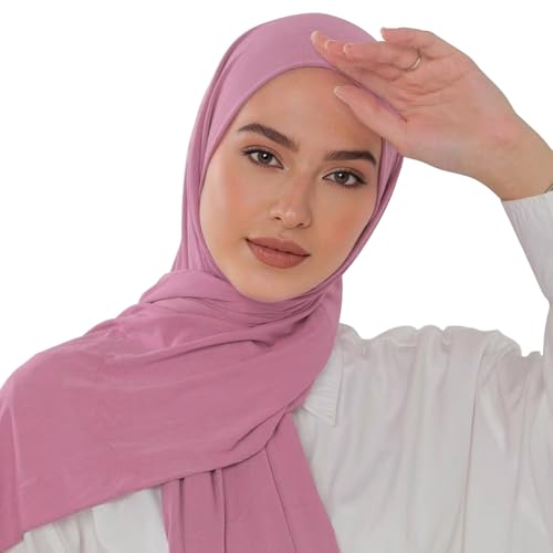 Modal silk scarf for Women Long Scarf for African Hair Wraps Stretch Head Wrap Scarves Fashion Long Scarf Shawls - color: Pink-soft Cotton Muslim, size: 27x67inch