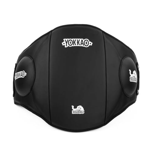 YOKKAO Belly Pad - Leather | Heavy-Duty Padding | Produced at Factory, Thailand | Muay Thai | 5 Colors - color: Black