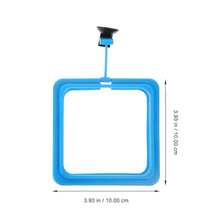 Luxshiny 3pcs Fish Feeding Ring Set with Suction Cups Aquarium Feeder Circles for Tropical Fish Blue and Square Design