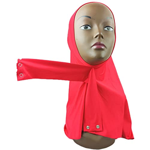 Suillty Fashion Muslim Hijab for Women Instant Snap Fastener Hijab Inner Cap Full Cover Head Wraps Scarf Islam Turban Caps - color: Red