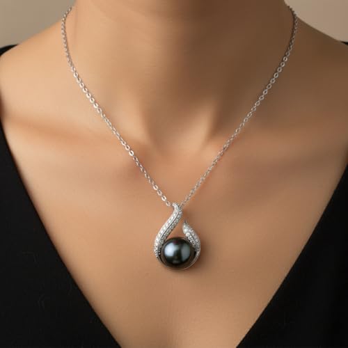 TRYNDI Tahitian Black Pearl Necklaces for Women - Wife Christmas Gift Ideas - style: Black Pearl Hook