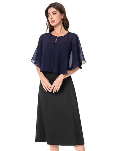 Baoqiya Capelets for women Chiffon Cape Soft Shawls and Wraps For Women - color: Navy