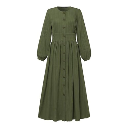 Abaya Dress For Women One-Piece Prayer Clothes Abaya Dubai Kaftan Long Sleeve Robe Thobe Dubai Islamic Clothing - color: Green, size: X-Large
